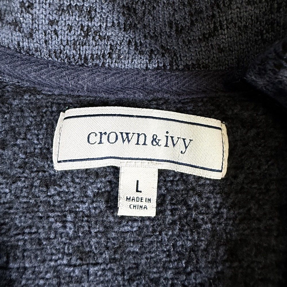 Boys CROWN & IVY 1/4 ZIPPERED Blue Heather Pullover Shirt Size Youth Large - Picture 2 of 6